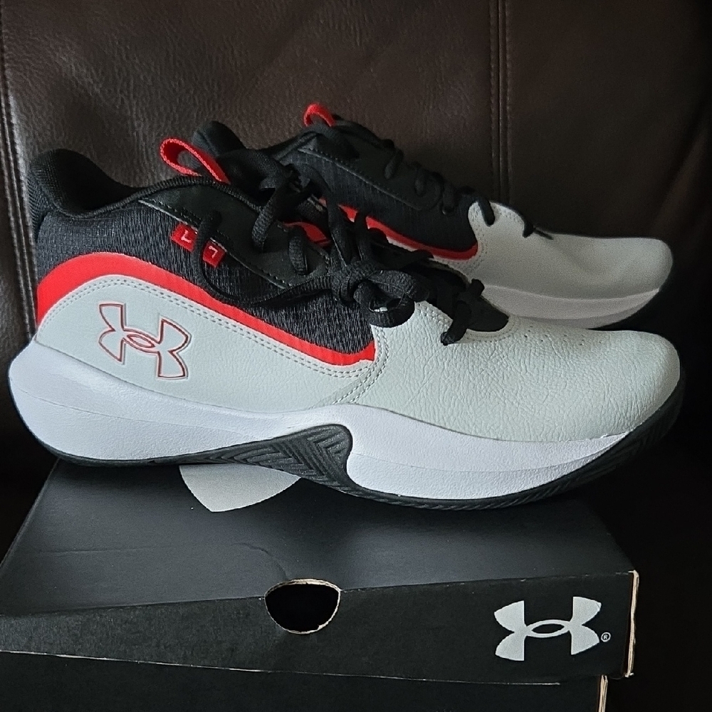 Under Armour White and Black Sneakers with Red Accents
